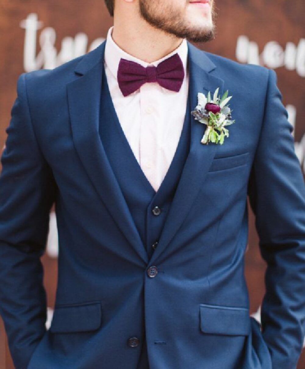 Dark Blue Wedding Suit  – Three-Piece Elegance for Grooms & Formal Events