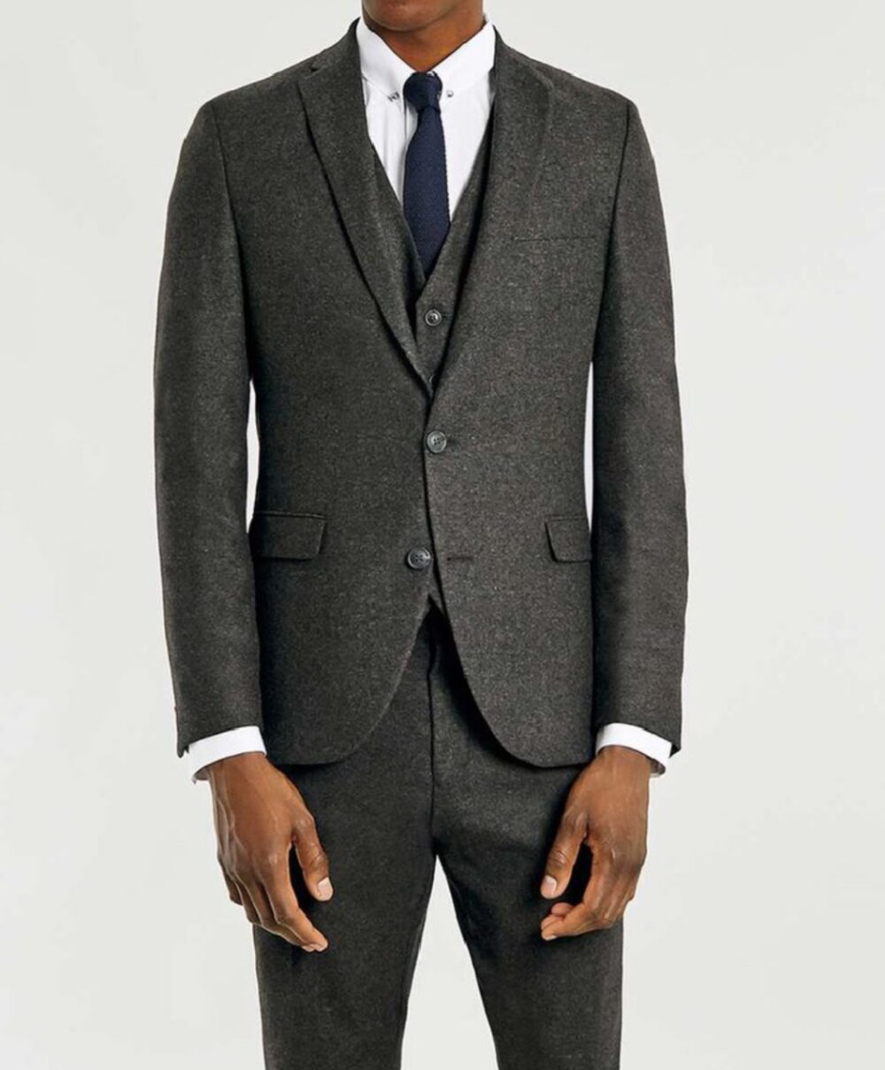 Men’s Charcoal Brown Three-Piece Suit – Classic Tailored Fit for Office, Business & Formal Events